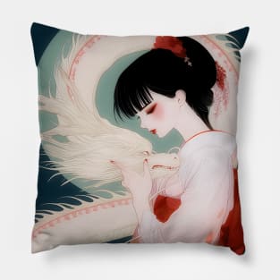 Geisha and white dragon 94008 Pillow