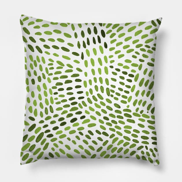 Watercolor dotted lines - sap green Pillow by wackapacka