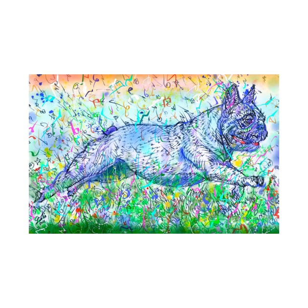 FRENCH BULLDOG RUNNING - watercolor and ink portrait .1 by lautir