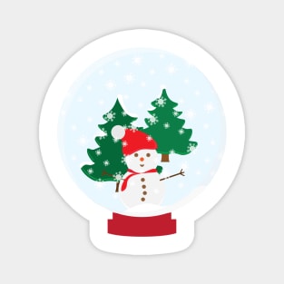 Snow Globe With Snow Man and Trees Magnet