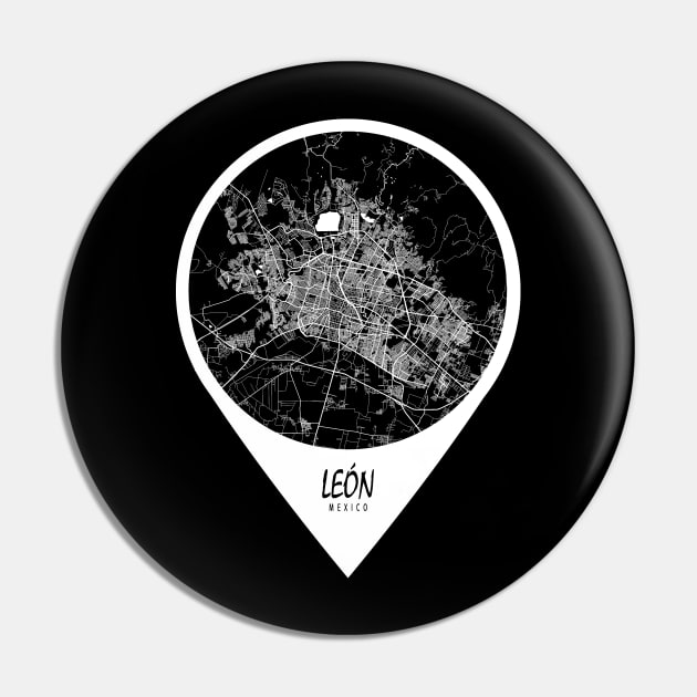 Leon, Mexico City Map - Travel Pin Pin by deMAP Studio