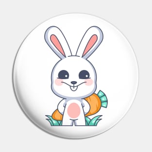 Cute bunny hiding carrots behind her body Pin