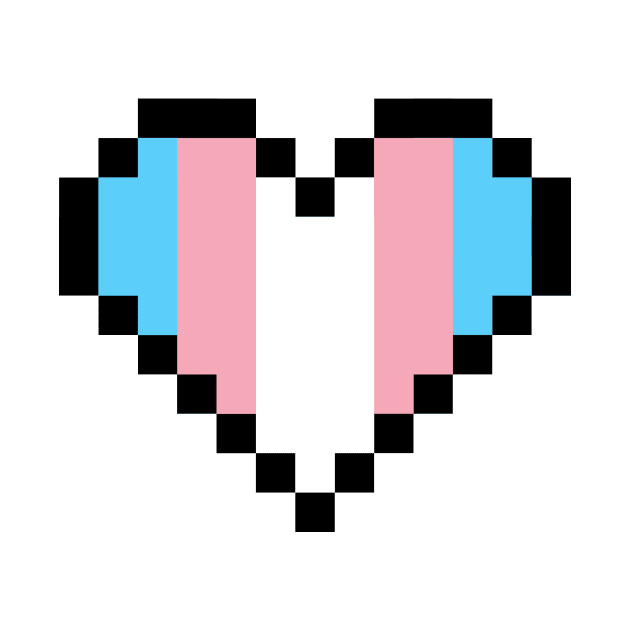 Transgender Pride Pixel Art Heart by Rowena Aitken
