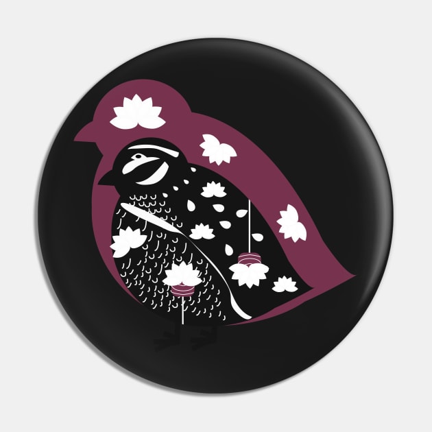 Floral quail Pin by cocodes