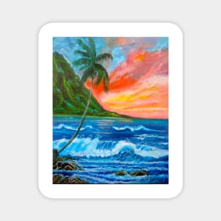 PALM TREE AND SUNSET Magnet