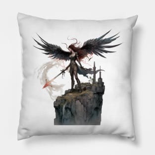 Wings of Destiny: Majestic Dark Angel of Fire Pillow