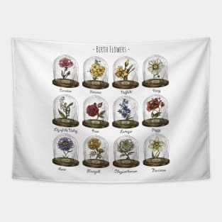 Botanical Birth Flowers Tapestry