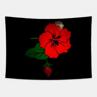 Boricua Coqui on Puerto Rican Maga Flower Tapestry