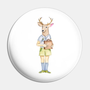 Funny Vintage Deer in Retro Style Pin