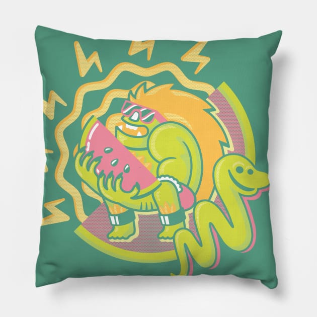 Electric Beach Beast Pillow by GamblerZ