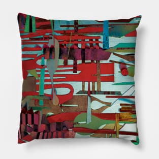 Red Delicious- Abstract Paper Collage Pillow