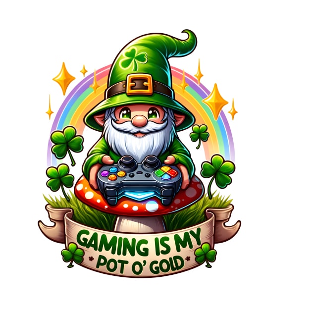 St. Patrick's Day Gamer Gnome by Luvleigh