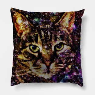 Striped Space Cat Pillow