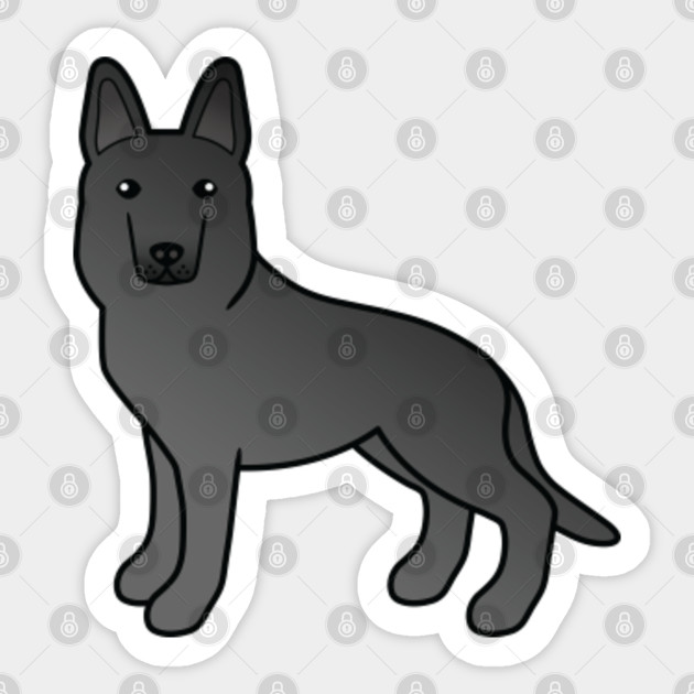 Black German Shepherd Dog Cute Cartoon Illustration German