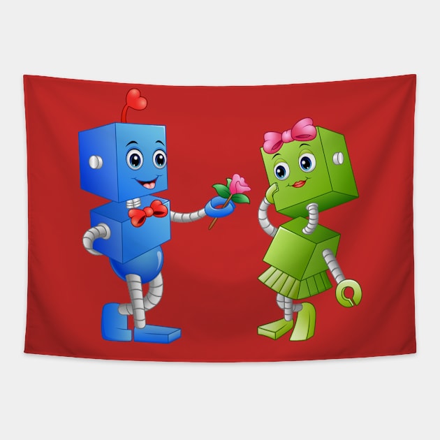Robots Couple Tapestry by Mako Design 