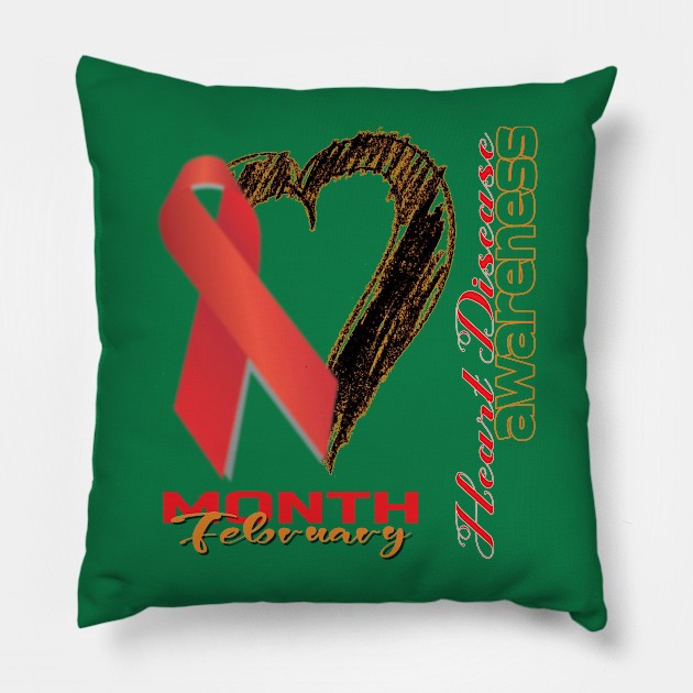 Heart disease awareness month Pillow by TeeText