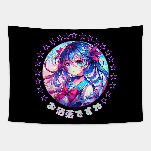 Neon Japanese Anime Tapestry by Japanese Fever