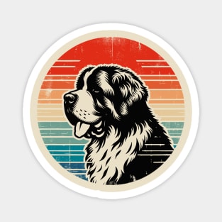 Retro St Bernard Dog Vintage Sunset Dog Lover Magnet