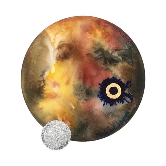 Planet and Moon in Earthtones, Silver, and Gold by HRothstein