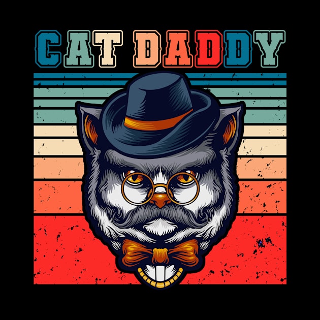 Cat Daddy Vintage Eighties Style Cat Retro Distressed by CardRingDesign