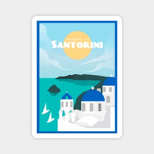 Santorini, Greece - retro travel poster Magnet