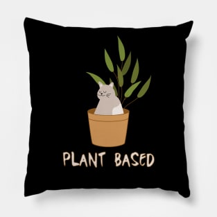 Funny Vegan Plant Based Kitty for Cat and Animal Lovers Pillow