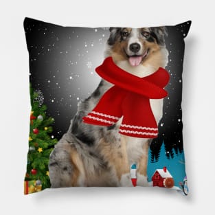 Funny Australian Shepherd Christmas T-shirt Pillow