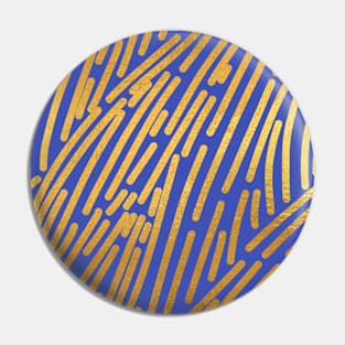 Indigo Blue Gold colored abstract lines pattern Pin