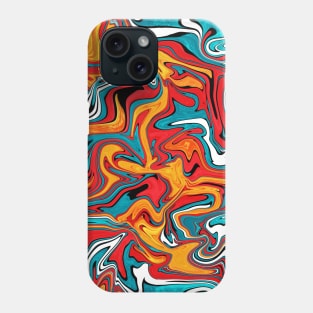 Orange and blue fluid art, sunny abstract pattern Phone Case