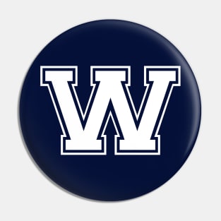 Initial Letter W - Varsity Style Design Pin