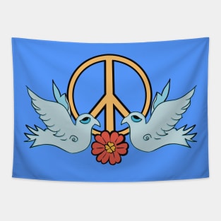 Peace Doves with Blue Background Tapestry