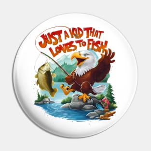 Majestic Bald Eagle With Fresh Fish on Rocky Perch Pin