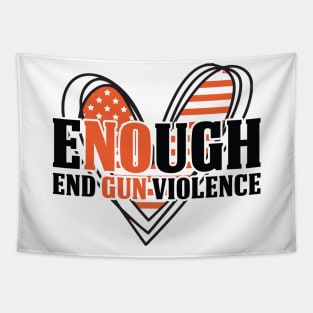 Enough End Gun Violence American Flag Heart Anti-Gun Gun Control Awareness Tapestry