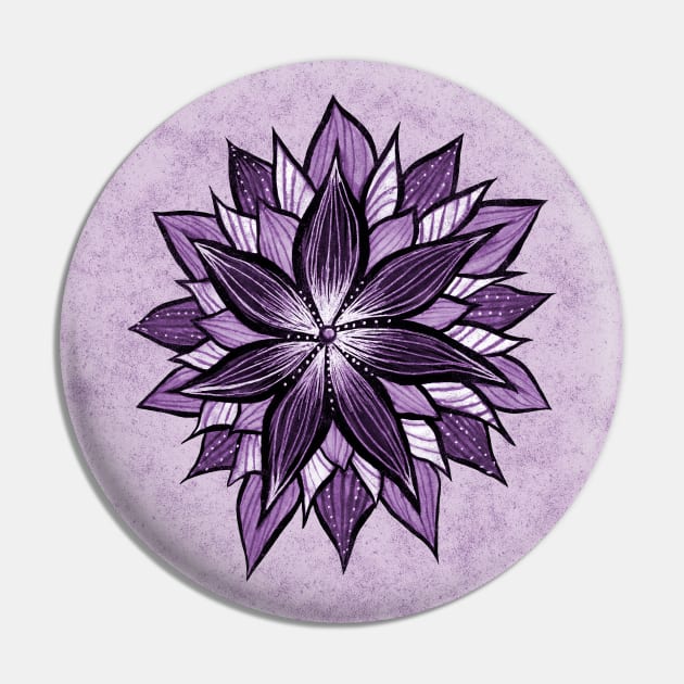 Purple Flower Abstract Floral Mandala Pin by Boriana Giormova