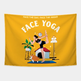 Face the Day, Face the Night, Face Yoga Tapestry