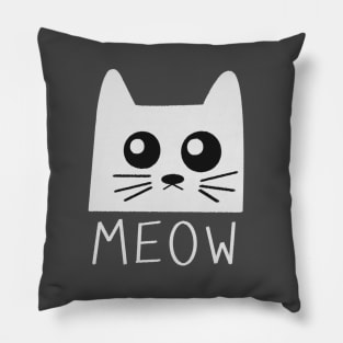 White Cat Meow Pillow