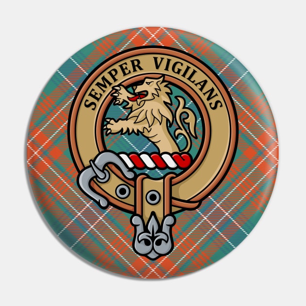 Clan Wilson Crest over Ancient Tartan Pin by sifis