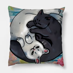 Two cats snuggling Pillow