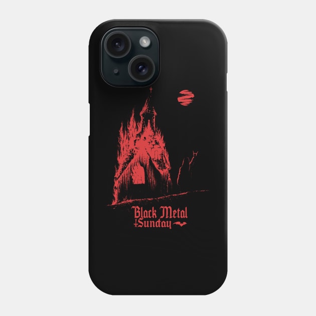 Black Metal Burning Church (red version) Phone Case by wildsidecomix
