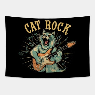 Cat,rock, and guitar Tapestry