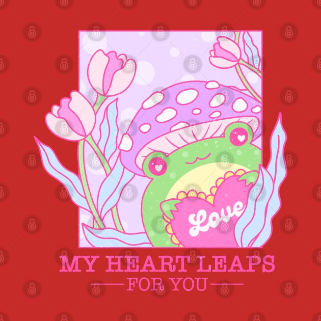 My Heart Leaps For You. Frog In Love. Happy Valentines Day by Pop Cult Store