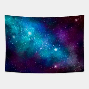 Cyan Galaxy Tapestry