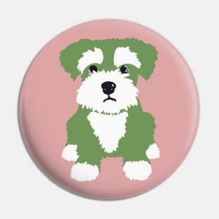 Little Green Miniature Schnauzer Puppy on A Pink Background Pin