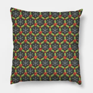 Holly Berries and Snow Flakes Pillow