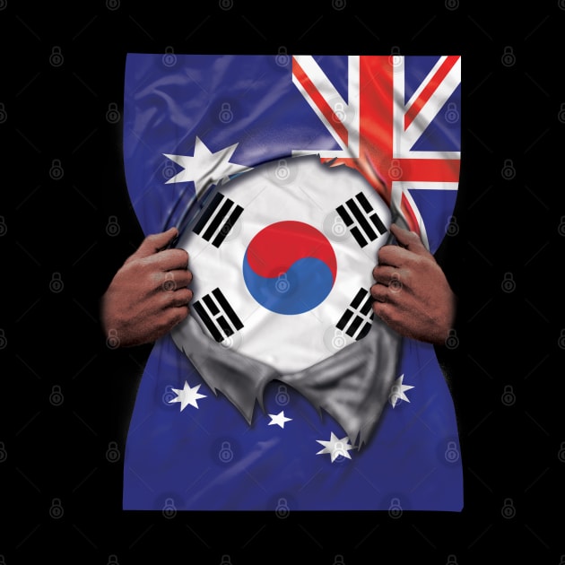 South Korea Flag Australian Flag Ripped - Gift for South Korean From South Korea by Country Flags