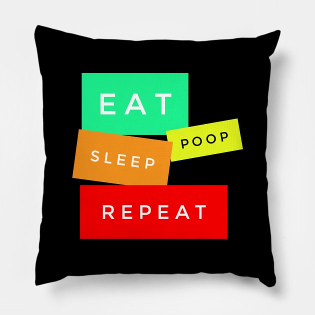 Eat Poop Sleep Repeat Pillow by DreamsofDubai