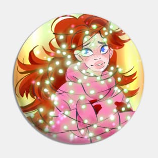 Redhead Caught in Christmas Lights Pin