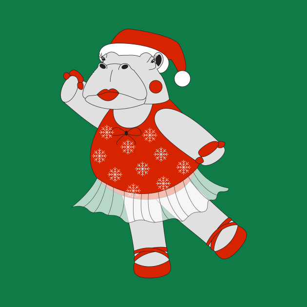 Christmas Ballerina Hippo Digital Art | Christmas Special | illusima by illusima