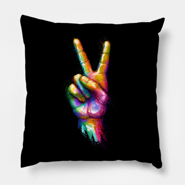 V-Sign: Hand Gesture for Peace or Victory Pillow by stonemask