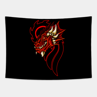 Red Dragon Tribal Tattoo Art Tapestry